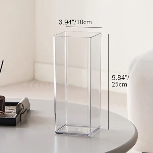 Acrylic Cylinder Vase, Thick Vase, Non-Breakable Plastic, Decorative Centerpiece for Home or Wedding, 3.94"x9.84" Square - Clear