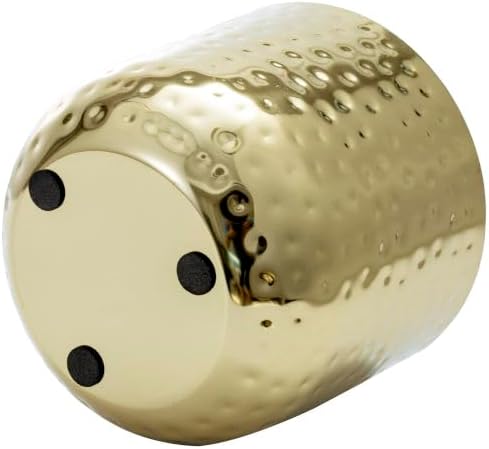 MyGift Modern Hammered Brass Plated Metal Planter Pots – Set of 2 Indoor Plant Containers, 6 & 5-Inch Cylindrical