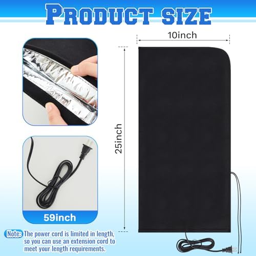1 Pcs 25" L x10 W Electric Heated Outdoor Faucet Cover for Winter Freeze Protection Heating Hose Bib Covers for Winter, Water Pipe Heater for Garden Faucet Insulated Spigot Protector, Black