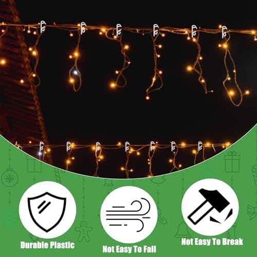120 Pcs Outdoor Light Clips Hooks for String Lights - Christmas Hangers Gutter Clips for Hanging Halloween Village Accessories (Clear)