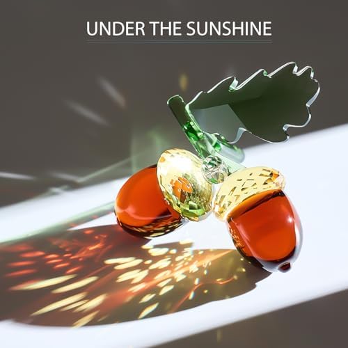 Crystal Acorn Figurines Glass Acorns Paperweight for Decorations Autumn and Thanksgiving Gifts for Home Decor (Brown)