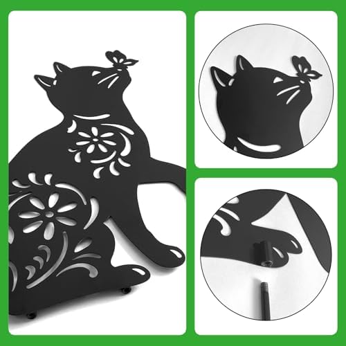 Metal Cat Garden Decor,Black Cat Silhouette Outdoor Decorative Yard Stakes
