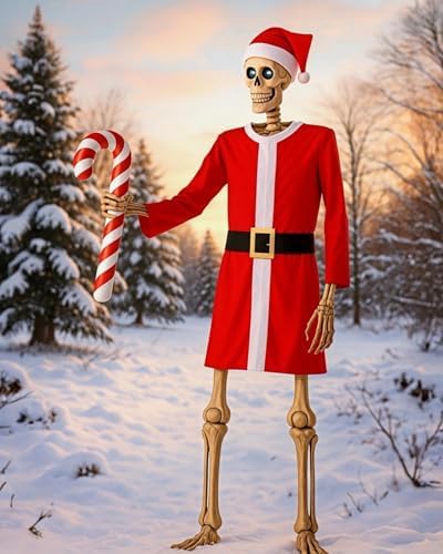 3 Pcs Santa Outfit for 12 Ft Giant Skeleton Christmas Yard Accessories