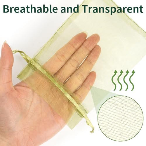 100 Pcs Fruit Protection Bags, 4×6 in Mesh Cover Nets for Tree, Green