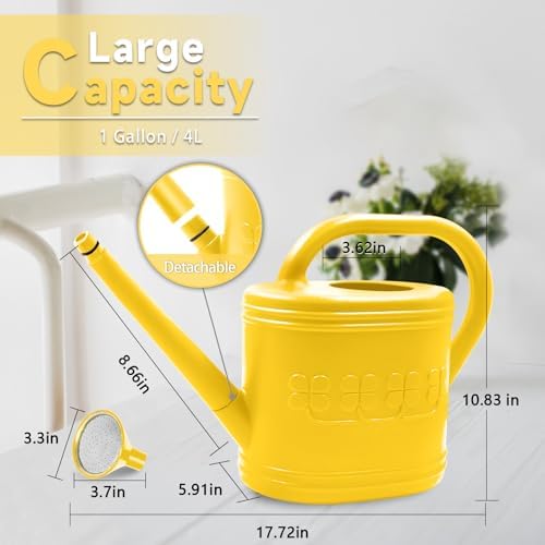 1 Gallon Watering Can, Plant Watering Can with Stainless Steel Shower Head