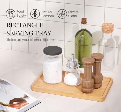 VERTORGAN Bamboo Serving Tray,9.8x5.9 Inch Trays,Home Decor(Natural)