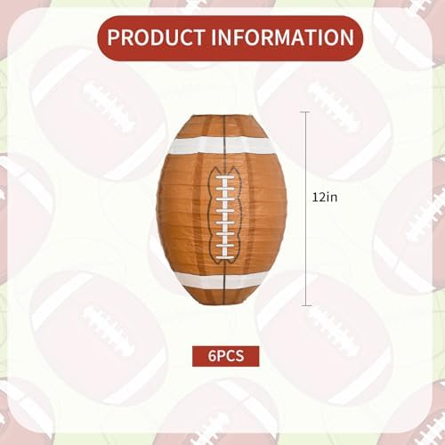 BEISHIDA 12 Inch Football Paper Lanterns 6 Packs Hanging Round Chinese Lantern