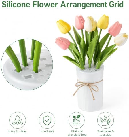 Flower Grid for Vase Silicone, Reusable Silicone Grid for Vase