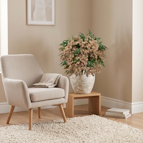 Daynight 4 Pcs Artificial Berry Stem for Vase, 40In Faux Nandina Branches Fall Floral Picks Fake Realistic Berry Spray for Wedding Autumn Farmhouse Home Decor (4, White, 40Inch)