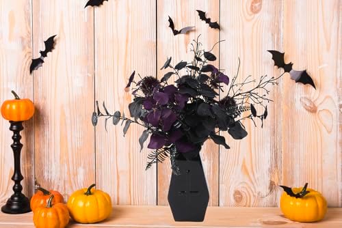 7 Piece 18 Inch Black and Purple Eucalyptus Halloween Floral Picks