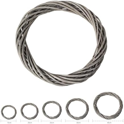 MALOKI 16 Inch Grapevine Wreaths DIY Plain Rattan Door Wreaths, Gray