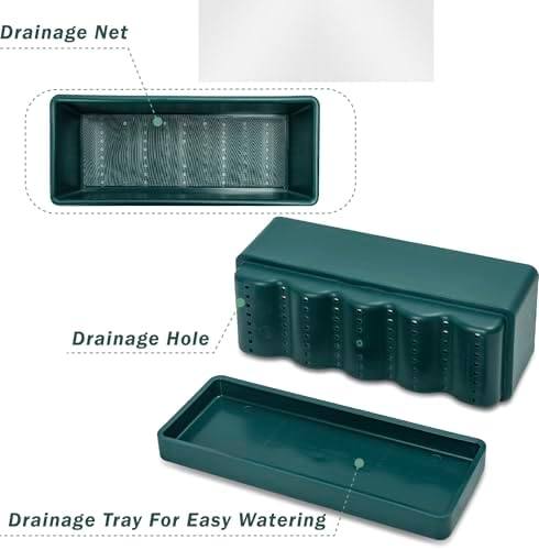 D'vine Dev 2-Pack Rectangular Planters, 12 x 4.5 in, Green, 76-X-C-2