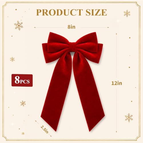 Large Christmas Tree Topper Bows, Velvet Bows for Xmas Tree Garland Wreath