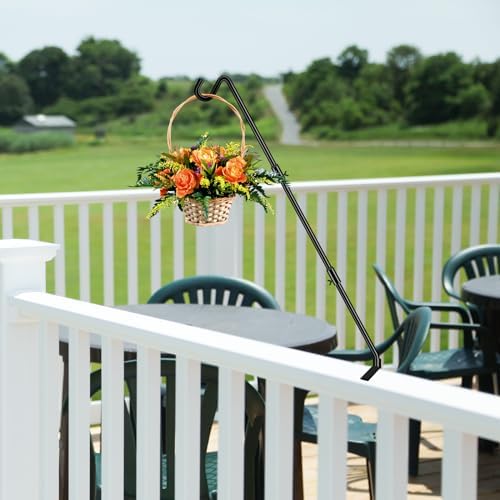 FEED GARDEN [Upgrade Version 2 Pack Bird Feeder Hanger Adjustable 43 Inch Deck Hooks for Railing 360 Degree Swivel Heavy Duty Hanging Hooks for Bird Feeders Wind Chimes