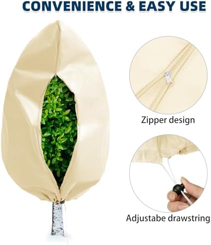 Homimp Plant Covers Freeze Protection, 4 Pack Frost Covers with Zipper Drawstring (71" x 47.3") Plant Protection Cover Bags for Outdoor Winter Frost Cold Weather Shrubs Trees Jacket Covers,Yellow