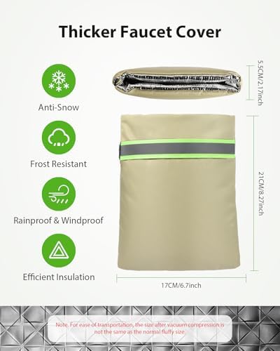 Outdoor Faucet Covers for Winter Freeze Protection, Kanosan 8.3"H X 6.7"W Thickened Reflective Outside Spigots Covers Hose Bib Insulated Sock for Winter Cold Weather, 4 Pack Kahaki