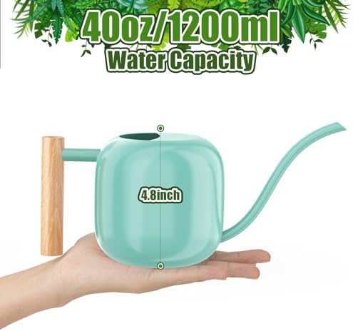 Green Moon 1.2L/41oz Metal Metal Watering Can with Long Spout, Mint Green