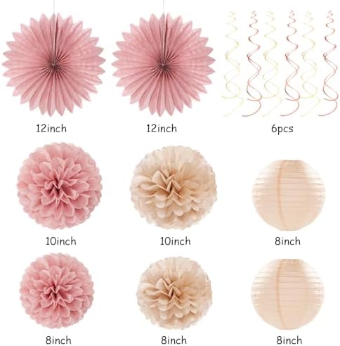 Blush-Pink Rose-Gold Bridal-Shower Fall Party-Decorations - 31pcs Bride to Be Sign Banner,Bachelorette Paper Lanterns,Wedding Streamers Garland,Boho Peach Tissue Pom Poms Fans Decor Supplies Burgleda