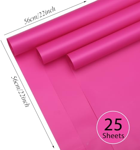 woric 25 Sheets Hot Pink Flower Wrapping Paper Waterproof