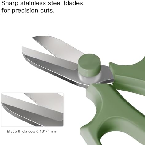 Housolution Flower Scissors, Steel Garden Pruning Shears, Avocado Green