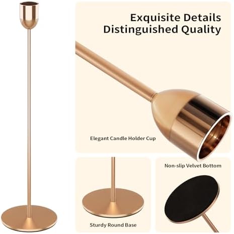 ChefBee 6PCS Gold Tall Taper & Pillar Candle Candlestick Holder