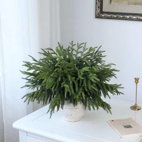 20 Pcs 18"Lifelike Touch Artificial Norfolk Pine Branches for Christmas