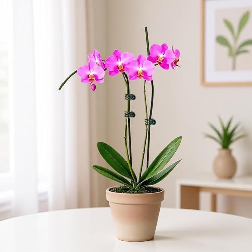 20Pcs 16" Green Plant Stakes with 20 Adjustable Reusable Clips, Bendable Tall Sticks, Support Heavy Orchid Rose Peony Single Stem Flowers for Indoor Outdoor Potted Plants
