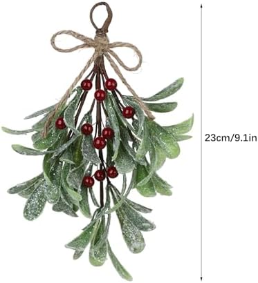 Mistletoe Decoration 9 Inch Mistletoe Christmas Decor with Berries Artificial Mistletoe Pick Kissing Ball Christmas Mistletoe Hanging Ornament for Tree Door Holiday Decor (White, 6PCS)