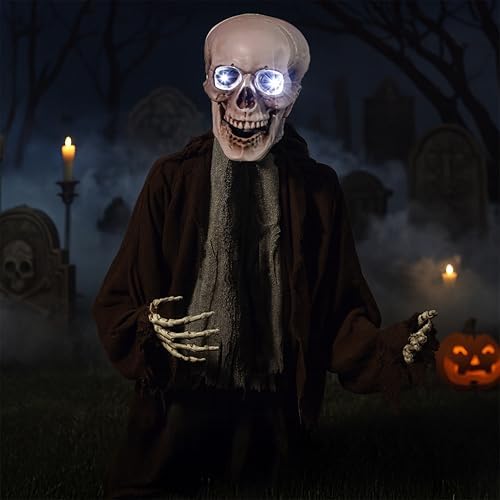 Evergreen Animated Groundbreaker Zombie for Halloween Outdoor Decoration, Sound Activated Zombie with Sporky Sound & Glowing Eyes, Halloween Props for Graveyard Lawn Yard Haunted House Decor
