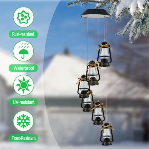 Hanging Solar Lantern Wind Chime for Outside,Christmas Decorations Outdoor