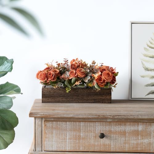 Dahey Artificial Flowers in Wood Box, Fall Centerpieces for Table Decor
