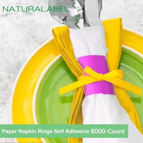 NATURALABEL Self-Adhesive Napkin Bands, Pack of 8,000, Hot Pink