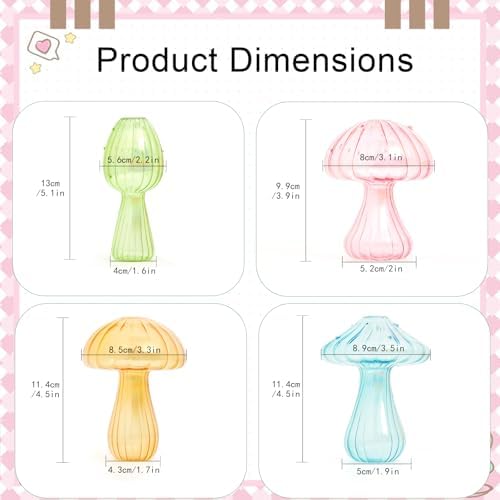 XXXFLOWER Glass Mushroom Vase Propagation Planter Window Plant