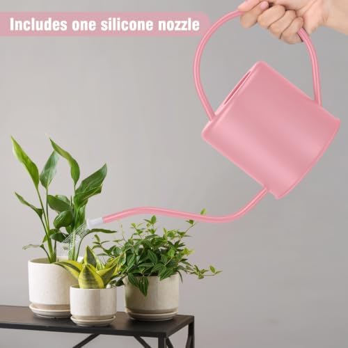Plant Watering Can, 50 oz / 1500 ml Stainless Steel Metal - Modern Decorative with Long Spout for Indoor Potted Plants, Bonsai, Garden Flowers, Pink