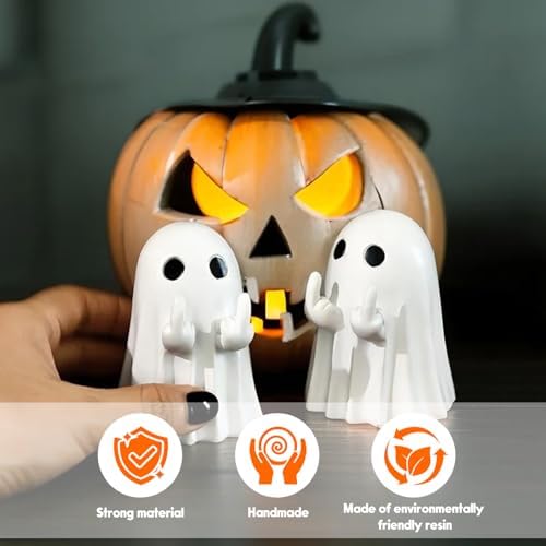 Halloween Ghost Figurine, Funny Halloween Decorations Indoor, Coffee Table Centerpieces Shelf Mantel Display,Farmhouse Tiered Tray Decor, Spooky Home Decorations