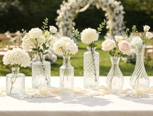 Fixwal 18 Pack Small Bud Vases for Centerpieces, Clear Vases for Flowers