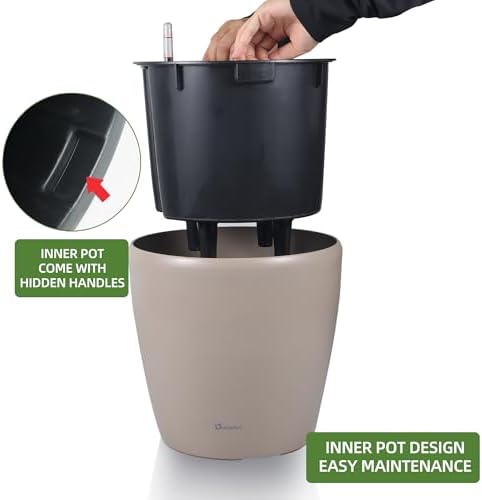 Dexceder 11x10 Self Watering Planter (Taupe Matte)
