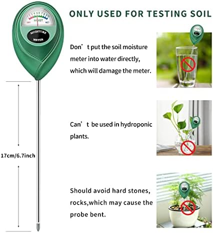 Censinda Soil Moisture Meter, Soil Moisture Monitor for House Plants, Soil Hygrometer Moisture Sensor for Indoor & Outdoor, Garden, Farm, Lawn Plant Care, No Battery Needed(Green)