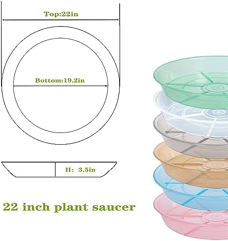 2 Pack Plant Saucer Drip Tray 22 inch, Large Heavy Sturdy Plastic Planter Flower Pot Saucers for Indoor Outdoor Garden, Plant Water Drip Trays for pots (22" 2Pack, Clear)