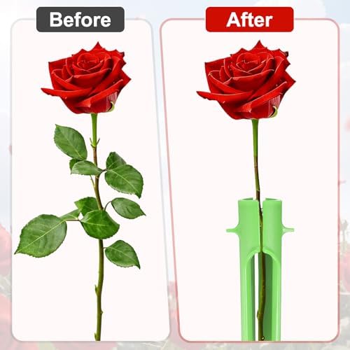 M METERXITY 4-Pack Rose Thorn Stripper Tool, Plastic Metal Rose Stem Leaf Thorn Stripper for Bouquets Pruning Branches/Floral Arrangement, Flower Stripping Tool Remove [Green]