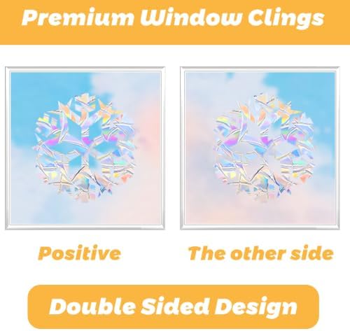 89Pcs Christmas Decorations Snowflakes Window Clings Double Sided for Home