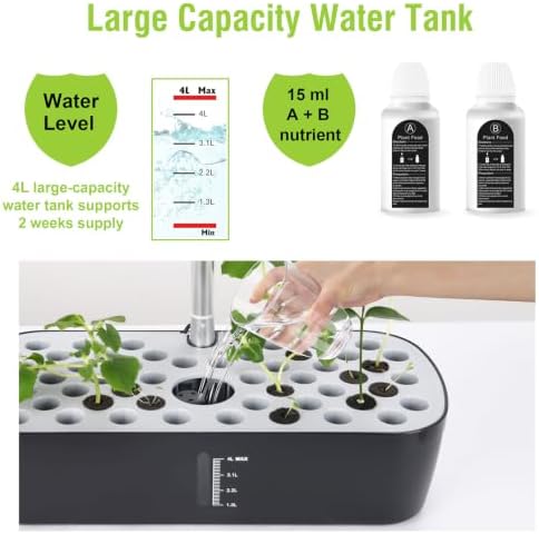 52 Pods Smart Hydroponics Growing System Indoor Herb Garden with Auto Timer