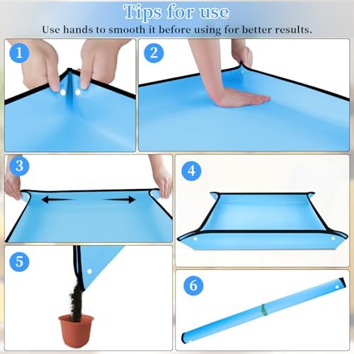 SupKing Repotting Mat 29.5"x 29.5" for Indoor Plant Transplanting Large Blue Garden Mat Gift for Plant Lovers Oxford Fabric Portable Potting Tray for Gardening Mess Control
