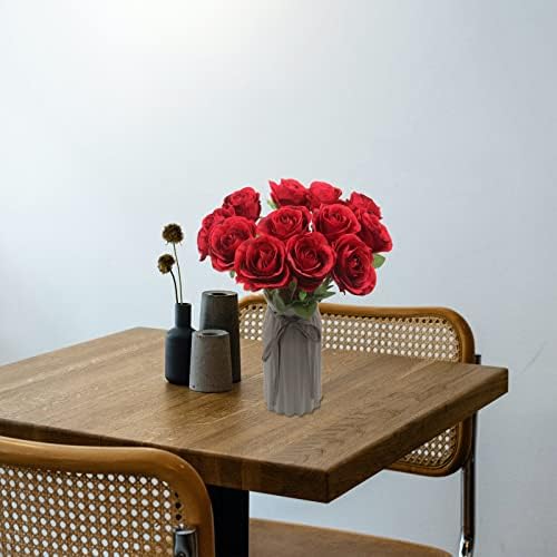 Hananona Artificial Roses Flowers for Flower Arrangement, 12 Pcs Silk Red Rose Bouquet for Home Decoration, Faux Roses for Parties and Wedding Decoration (Red, 12)