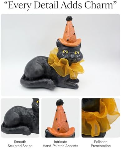 iStatue Halloween Decoration Indoor Resin Cat Witch Figurine (Black Cat)