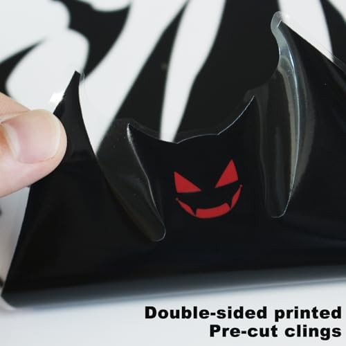 Black Halloween Decorations Window Clings: 6 Sheets Large Bats Silhouette