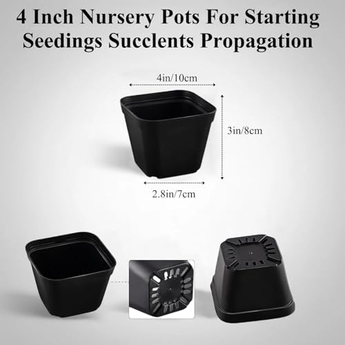 50 Packs Square Nursery Pots for Plants 4 Inch Seedling Pots