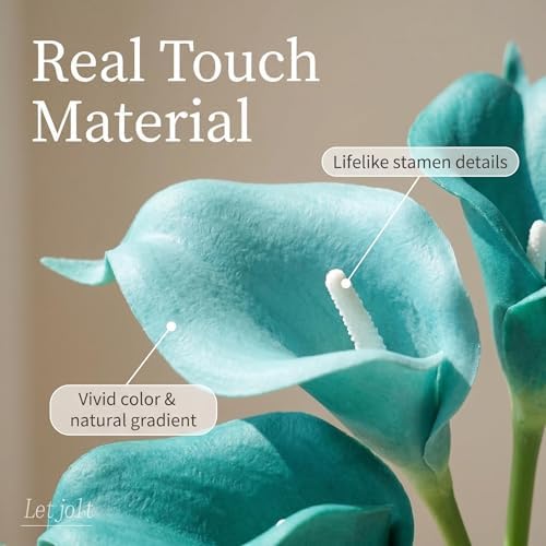 Letjolt Artificial Calla Lily Teal Blue Flowers 12Pcs for Wedding