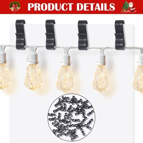 100 Pieces Christmas Light Clips Gutter Clips for Hanging Outdoor Lights Plastic S Clip Hooks Halloween Valentine's Gutter Hang Hooks for Outdoor String Lights Party Decoration