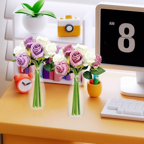 24 Pack Plastic Vases, 7 inch Clear Small Acrylic Flower Vase in Bulk Unbreakable Plastic Vases for Centerpiece Home Table Wedding Decor
